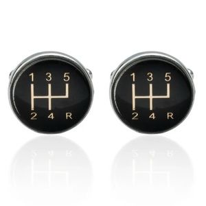 5 Speed Black and Gold 5th Gearshift Cufflinks